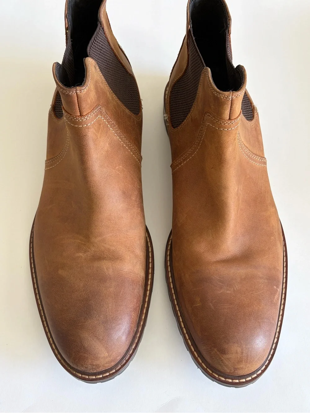 Mens Johnston & Murphy Bedford Chelsea Tan Leather Chukka Boots size 14